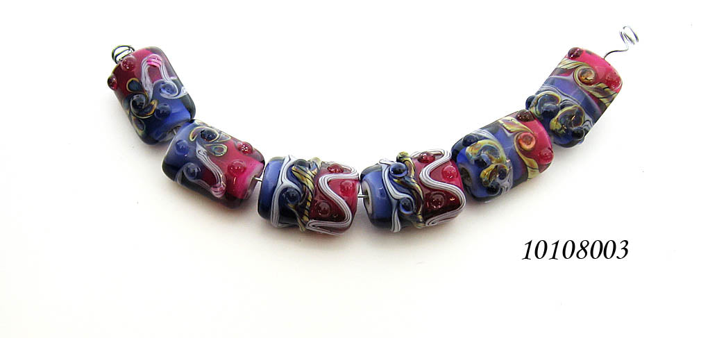 10108003 - Six Pink/Purple Mini Kalera Beads