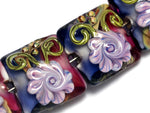 10108314 - Four Hot Pink w/Purple Floral Pillow Beads