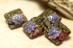 10108314 - Four Hot Pink w/Purple Floral Pillow Beads