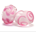 10108501 - Seven Pink/White Frosted Rondelle Beads