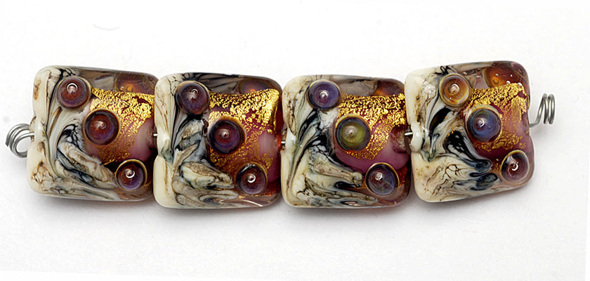 10108914 - Four Cranberry Treasure Pillow Beads