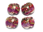 10109012 - Four Cranberry Stardust Lentil Beads