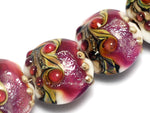 10109012 - Four Cranberry Stardust Lentil Beads