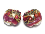 10109012 - Four Cranberry Stardust Lentil Beads