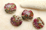 10109012 - Four Cranberry Stardust Lentil Beads