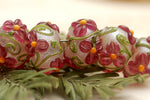 10109301 - Seven Fuchsia Flower Rondelle Beads