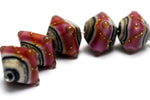 10109507 - Five Pink Petal Ridge Crystal  Shaped Beads