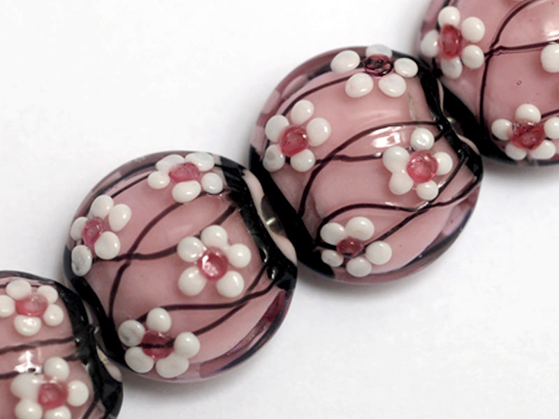 10110012 - Four Cherry Blossom Lentil Beads