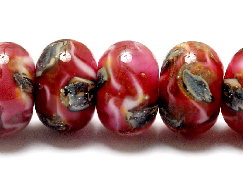 10110101- Seven Pink Cherry Treasures Rondelle Beads