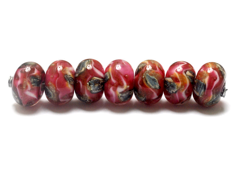 10110101- Seven Pink Cherry Treasures Rondelle Beads