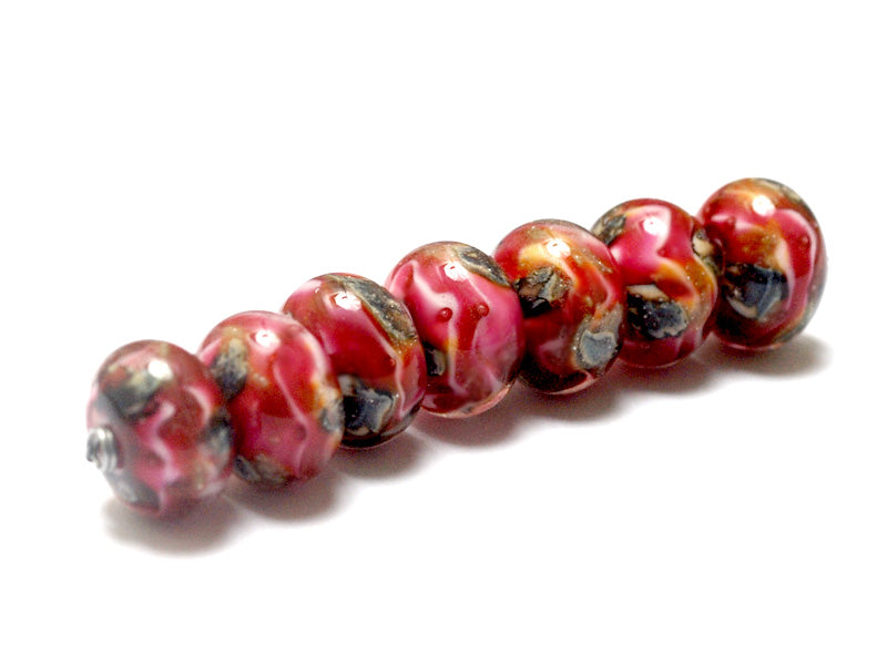 10110101- Seven Pink Cherry Treasures Rondelle Beads