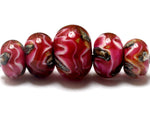 10110111 - Five Pink Cherry Treasures Graduated Rondelle Beads