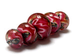 10110111 - Five Pink Cherry Treasures Graduated Rondelle Beads