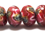 10110121 - Six Pink Cherry Treasures Rondelle Beads