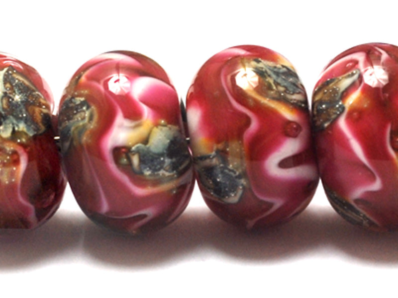 10110121 - Six Pink Cherry Treasures Rondelle Beads