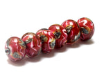 10110121 - Six Pink Cherry Treasures Rondelle Beads