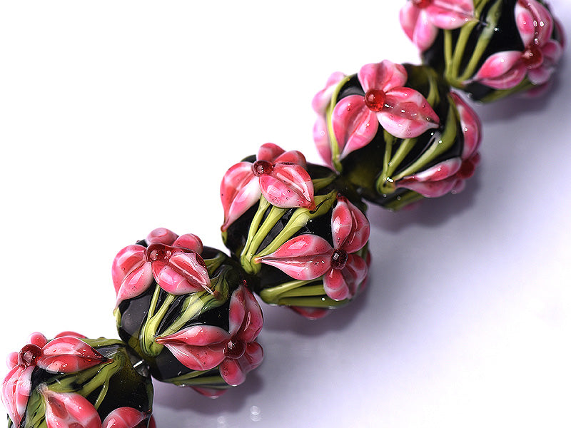 10110307 - Five Pink Iris Crystal Beads