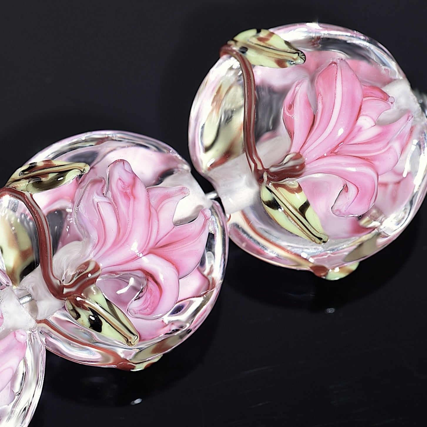 10110612 - Four Blushing Magnolia Lentil Beads