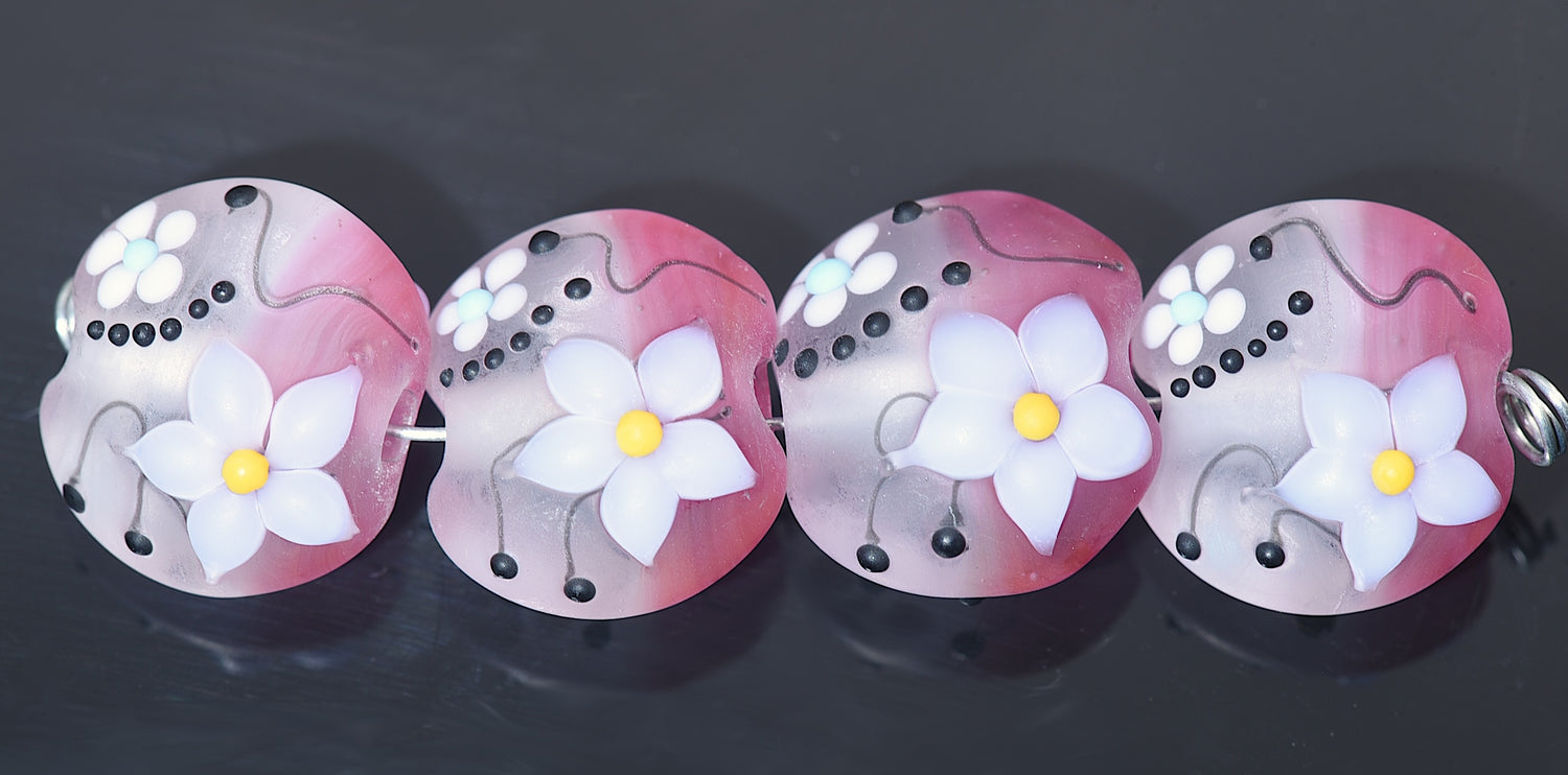 10110712 - Four Blush Dew Lentil Beads