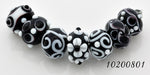10200801 - Black & White Roundel Venetian Glass Beads