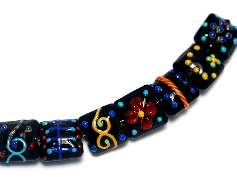 10201204 - Seven Black Based Fiesta Lentil Beads