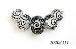 10202311 - Five Graduated Black & White Rondelle Beads