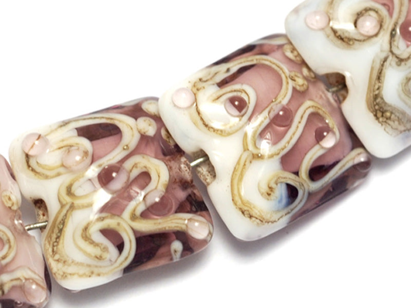 10203114 - Four Amethyst/White Pillow Beads