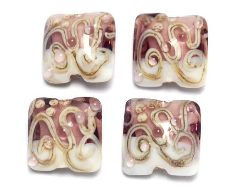 10203114 - Four Amethyst/White Pillow Beads