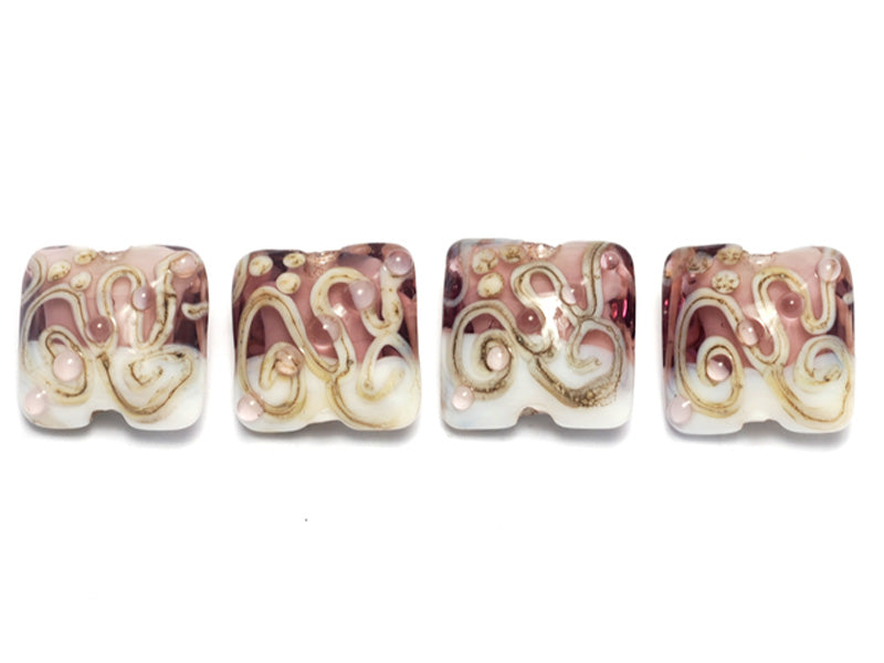 10203114 - Four Amethyst/White Pillow Beads