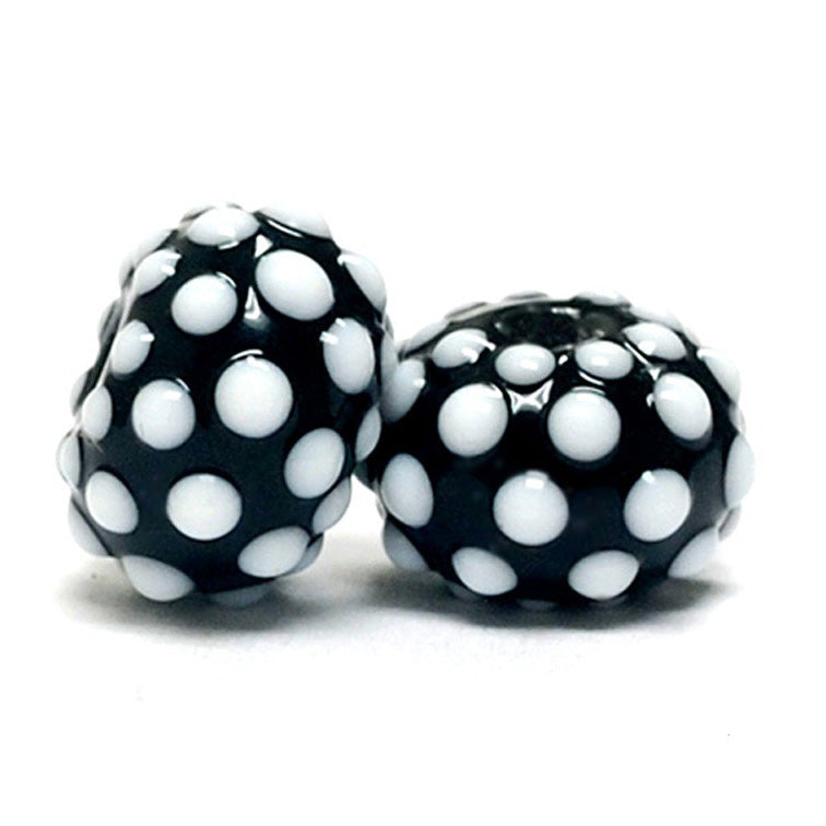 10203801 - Seven White Polka Dots on Black Rondelle Beads