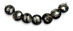10204102 - Seven Elegant Black Metallic Lentil Beads