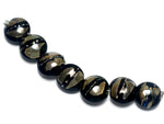 10204102 - Seven Elegant Black Metallic Lentil Beads