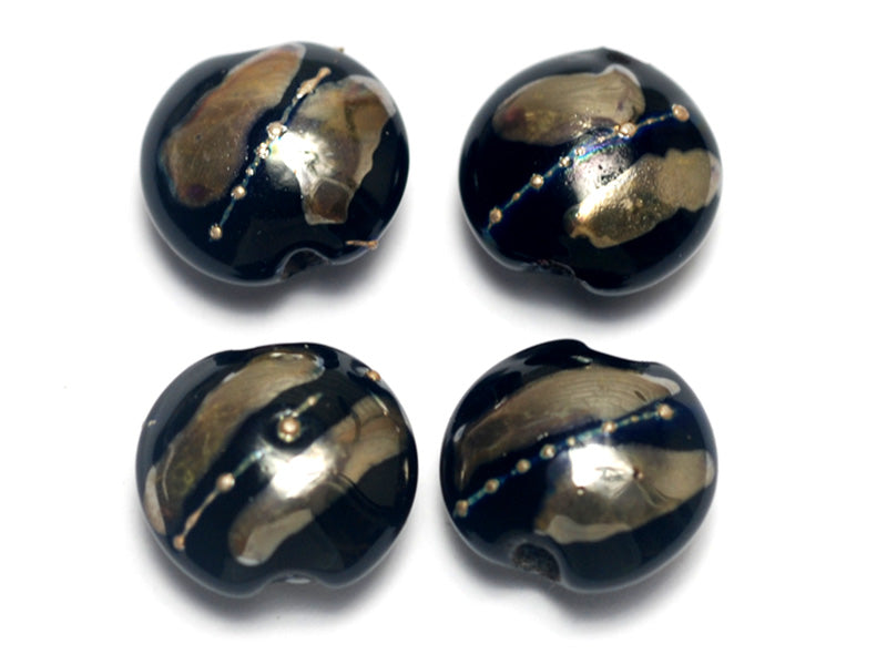 10204112 - Four Elegant Black Metallic Lentil Beads