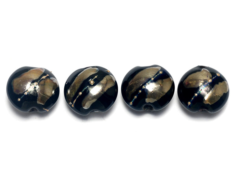 10204112 - Four Elegant Black Metallic Lentil Beads