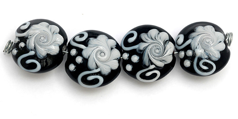 10204212 - Four Midnight Garden Lentil Beads