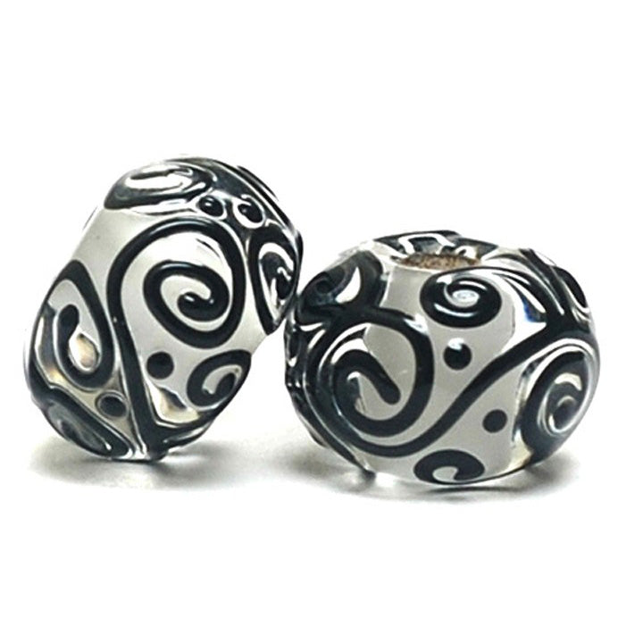 10205501 - Seven Black & White Rondelle Beads