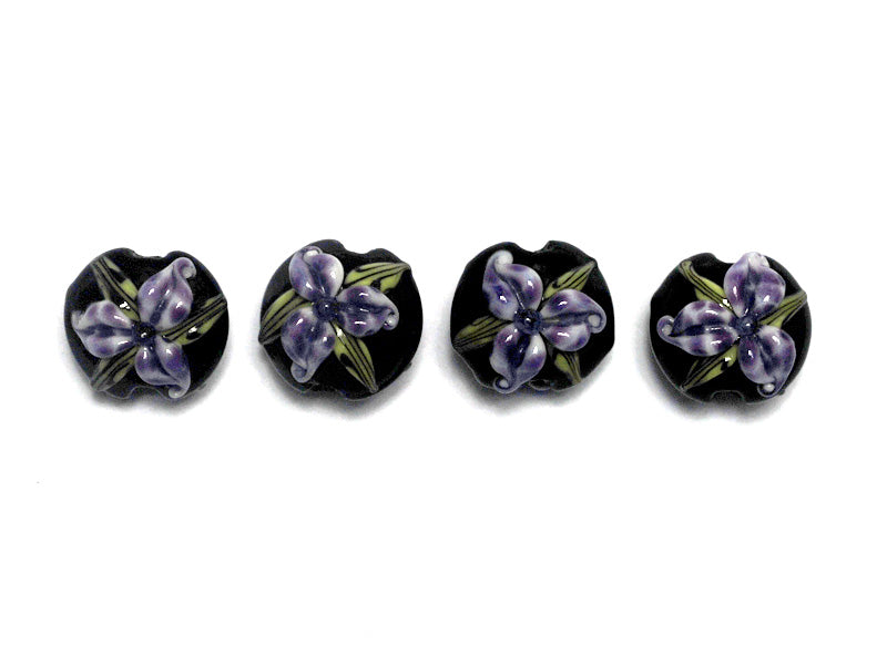 10205712 - Four Purple Iris Lentil Beads