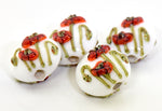 California Poppy Flower Glass Lentil Beads