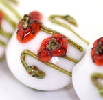 California Poppy Flower Glass Lentil Beads