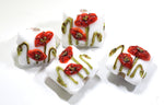 California Poppy Flower Glass Pillow Beads