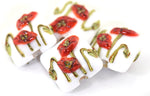 California Poppy Flower Glass Pillow Beads