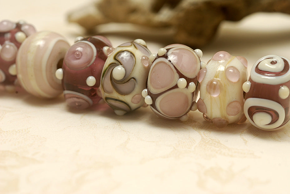 10301701 - Seven Amethyst w/Light Ivory Rondelle Beads