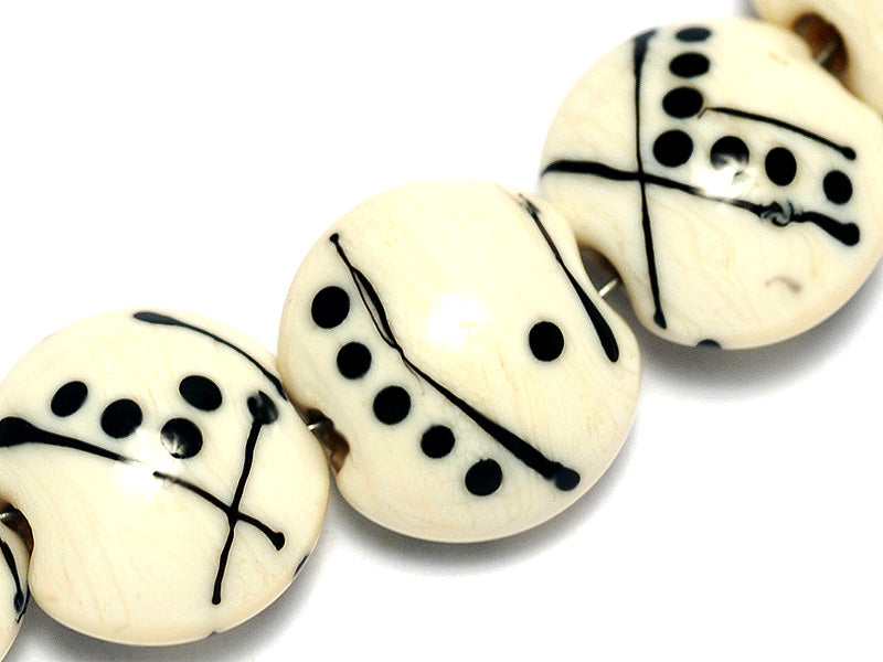 10303002 - Seven Ivory w/Black Lentil Beads