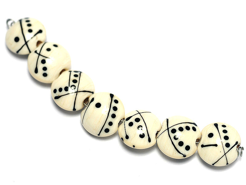 10303002 - Seven Ivory w/Black Lentil Beads
