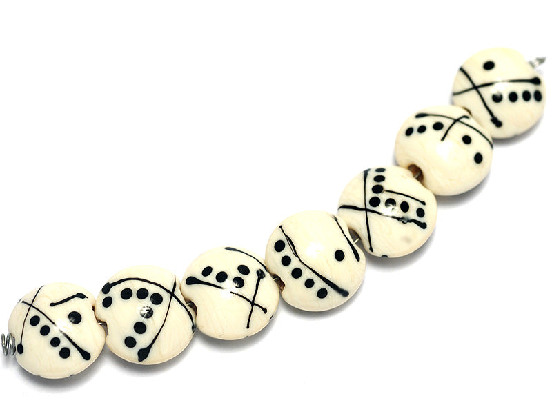 10303002 - Seven Ivory w/Black Lentil Beads