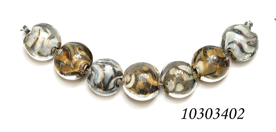 10303402 - Seven Ivory within Crystal Clear Lentil Beads