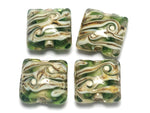 10303614 - Four Light Green w/Ivory Silver Pillow Beads