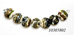 10305802 - Seven Green w/Ivory Japanese Kimono Lentil Beads