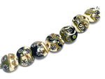 10305802 - Seven Green w/Ivory Japanese Kimono Lentil Beads