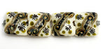 10305814 - Four Green w/Ivory Japanese Kimono Pillow Beads